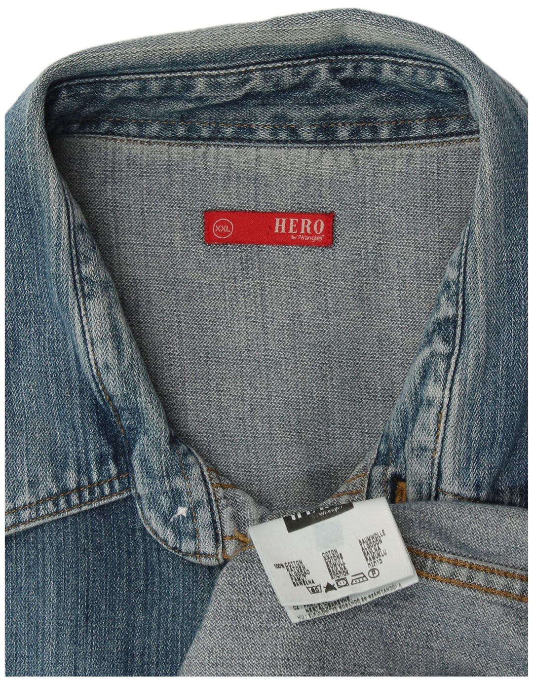 WRANGLER Herren Jeanshemd 2XL Blaue Baumwolle