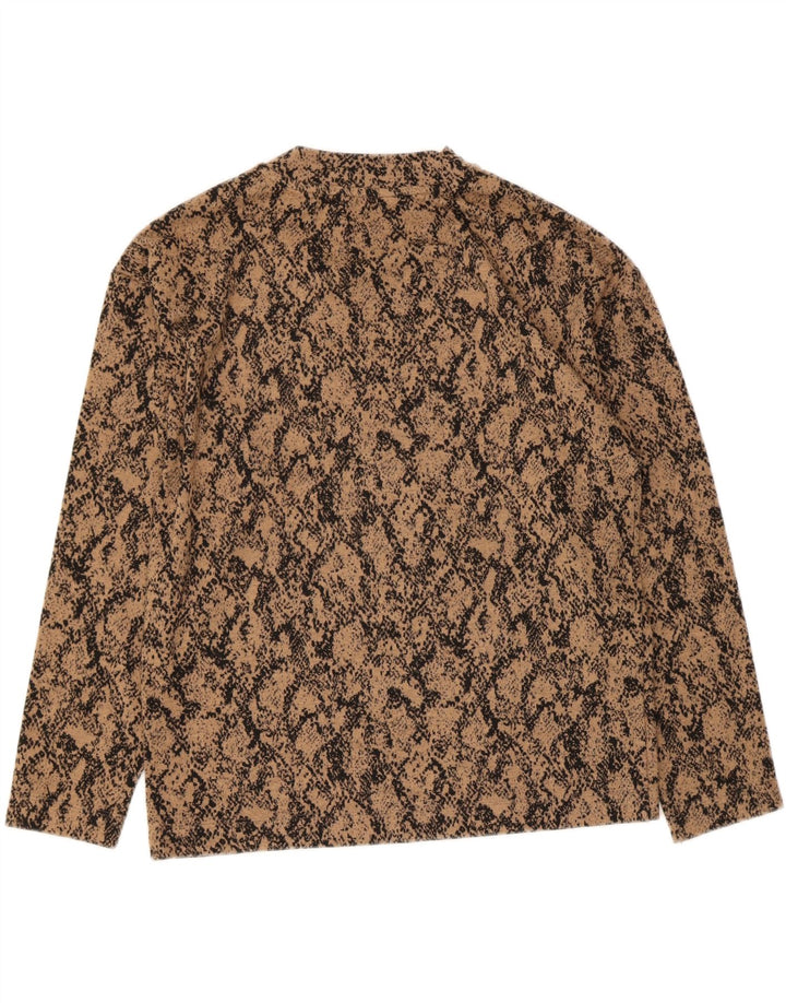 MARKS & SPENCER Damen Top Langarm UK 10 Kleiner brauner Tierdruck