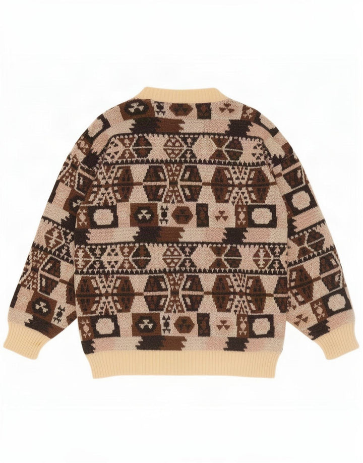Missoni Herren-Pullover mit Rundhalsausschnitt, mittelbraune geometrische Wolle