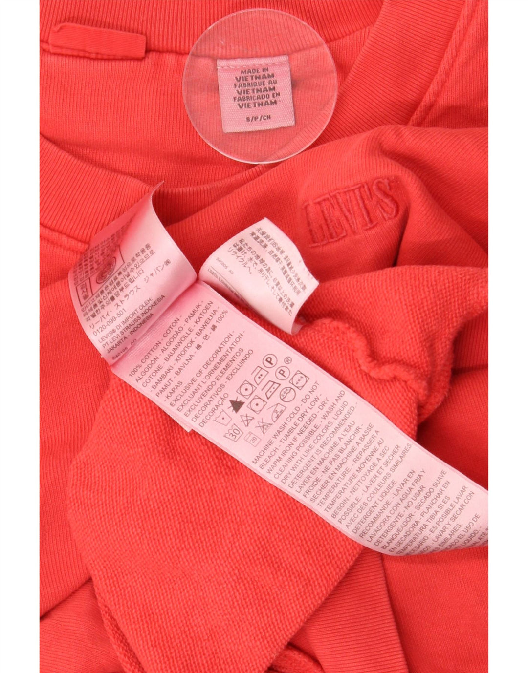 Levi's Damen Crop Oversized Sweatshirt Pullover UK 10 Small Rote Baumwolle