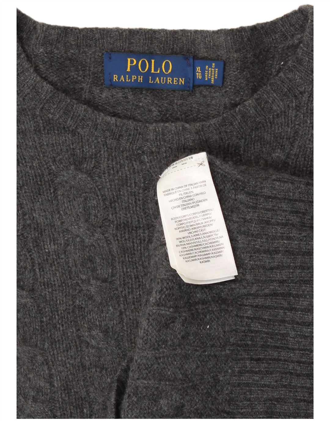 Polo Ralph Lauren Herren-Pullover mit Rundhalsausschnitt, XL, graue Wolle
