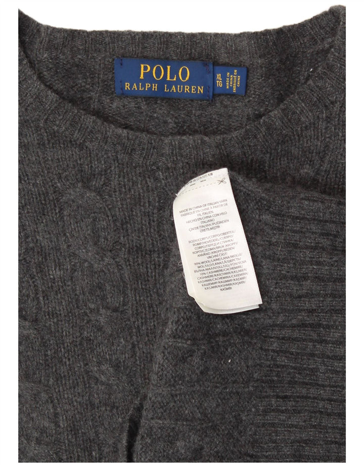 Polo Ralph Lauren Herren-Pullover mit Rundhalsausschnitt, XL, graue Wolle