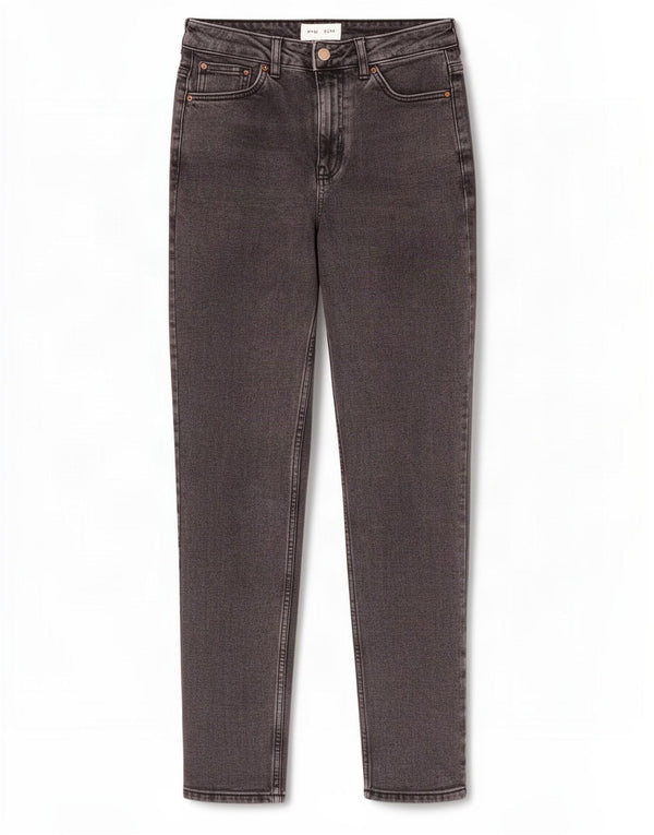 Topshop Damen Mom Tapered Jeans W26 L29 Graue Baumwolle
