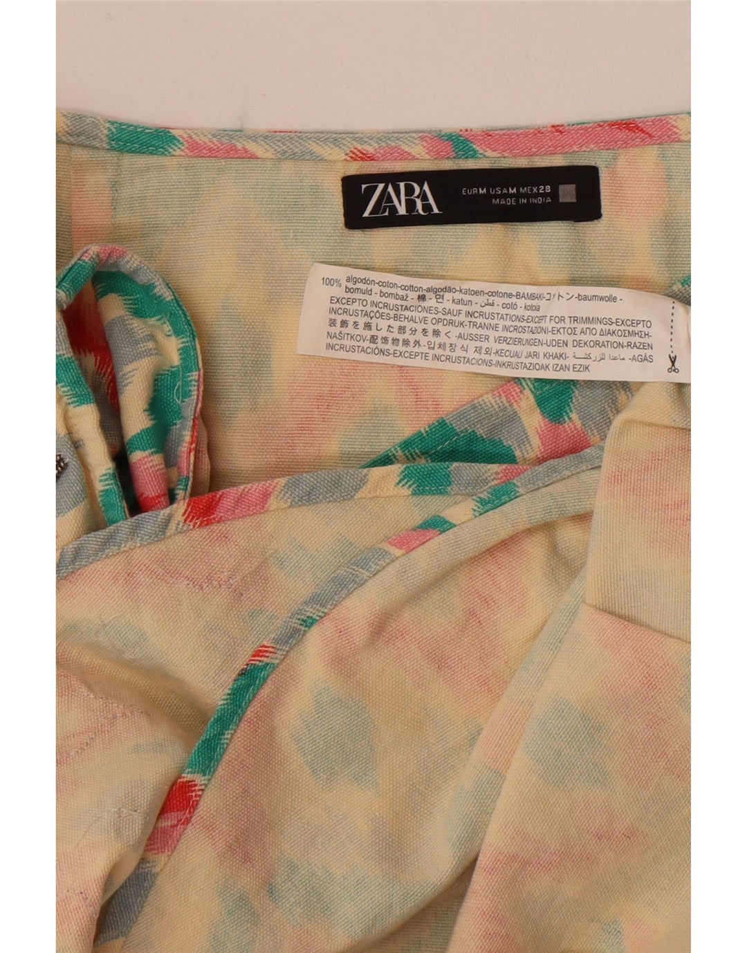 Zara Damen Wickelrock Medium W28 Mehrfarbige geometrische Baumwolle
