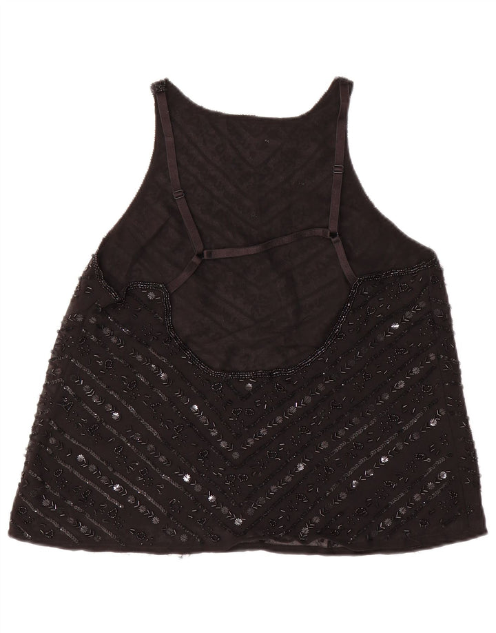 Topshop Ärmelloses Damen-Blusenoberteil UK 12 Mittelschwarzes Polyester