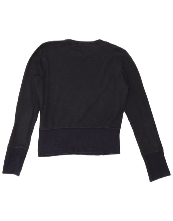 Sergio Tacchini Damen Crop Graphic Top Langarm UK 12 Medium Marineblau