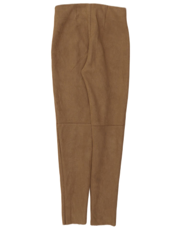 Zara Damen Skinny Freizeithose XS W24 L27 Braun Polyester