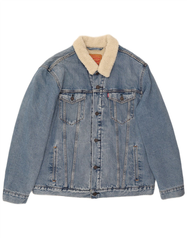 Levi's Herren Sherpa Jeansjacke UK 44 2XL Blaue Baumwolle