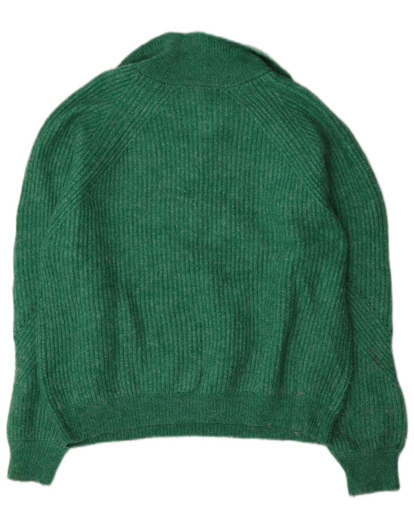 Marks & Spencer Damen Pullover mit Reißverschluss am Hals, UK 14, Mittelgrün, Acryl
