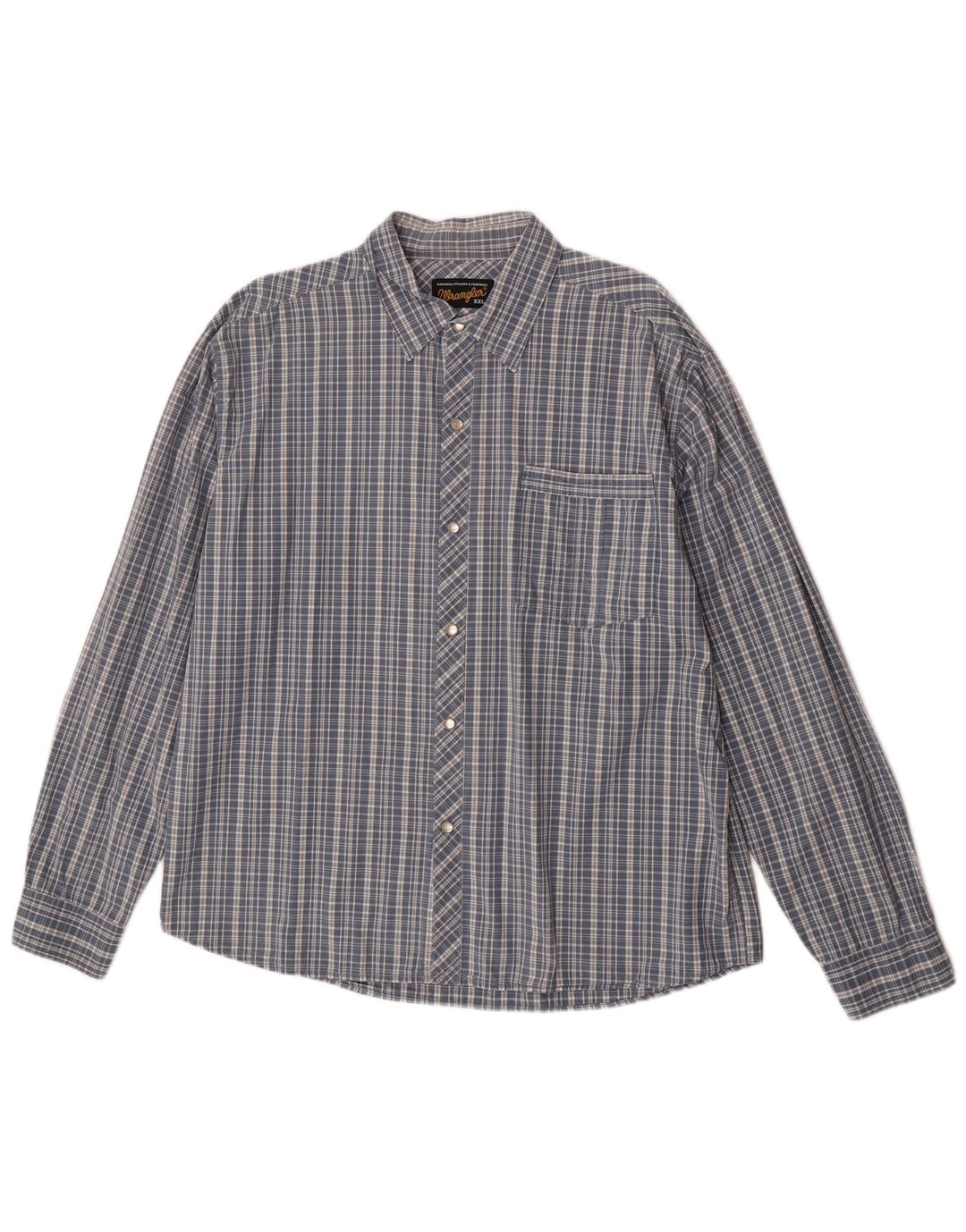 Wrangler Herrenhemd 2XL, blau kariert, Baumwolle