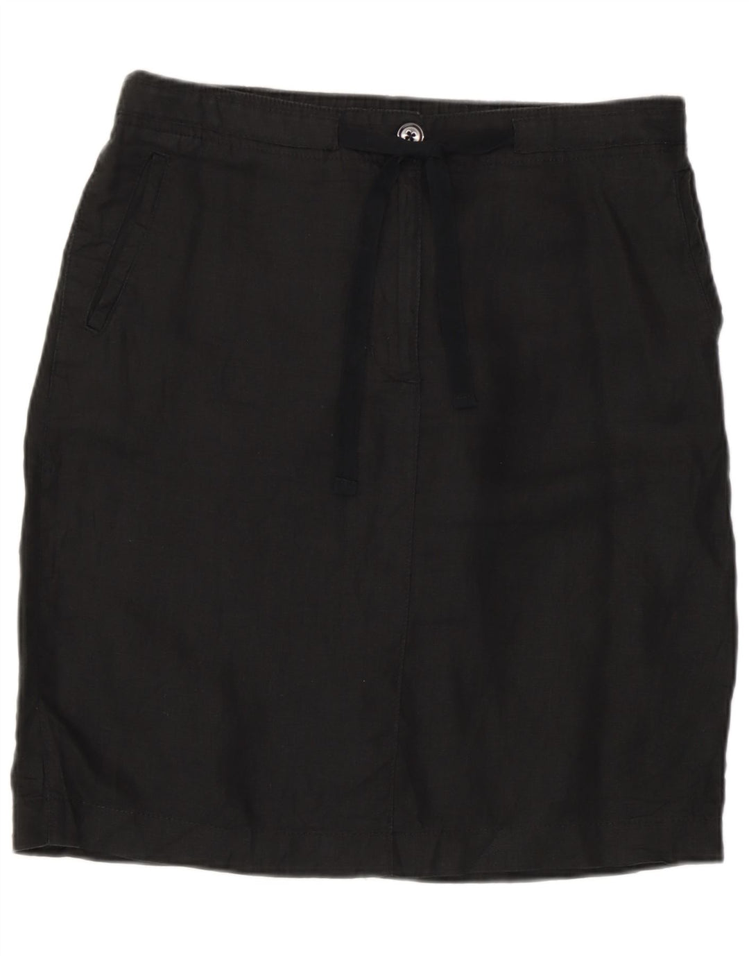 Gerader Damenrock von Marks & Spencer UK 12 Medium W32 Schwarzes Leinen