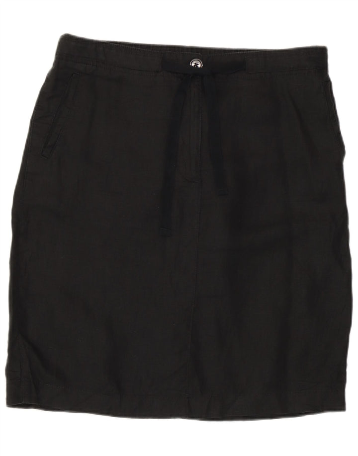 Gerader Damenrock von Marks & Spencer UK 12 Medium W32 Schwarzes Leinen