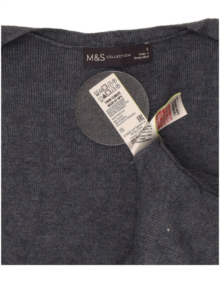 Marks & Spencer Damen Longline Open Cardigan Pullover UK 10 Small Grau