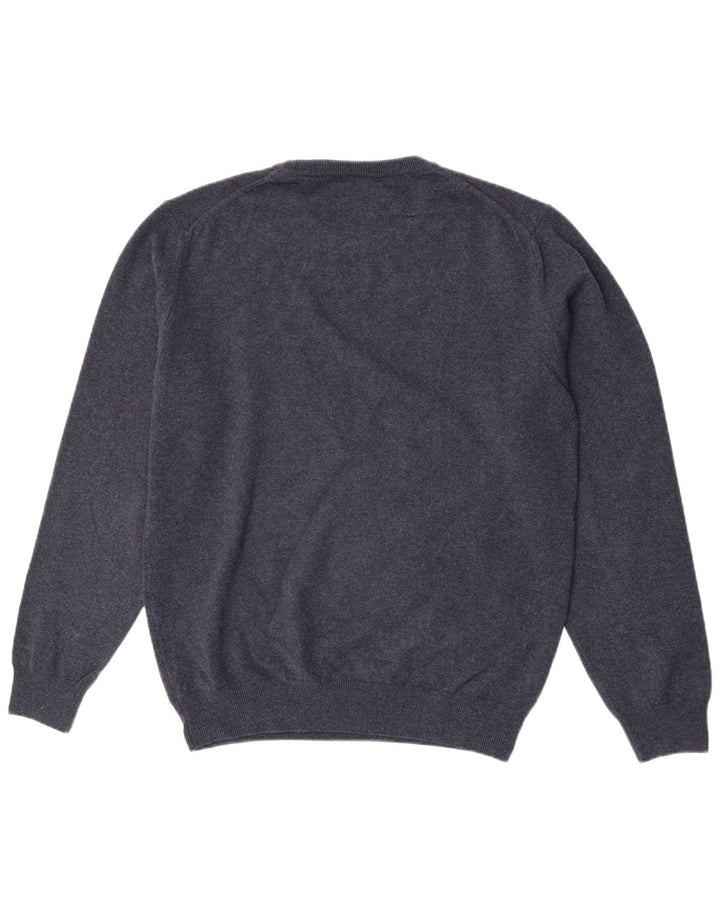 Gant Herren-Pullover mit Rundhalsausschnitt, groß, marineblaue Lammwolle