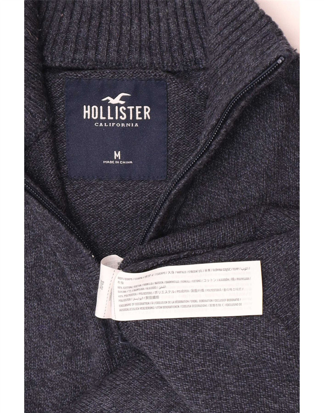 Hollister Herren-Pullover mit Reißverschluss am Hals, mittelmarineblaue Baumwolle