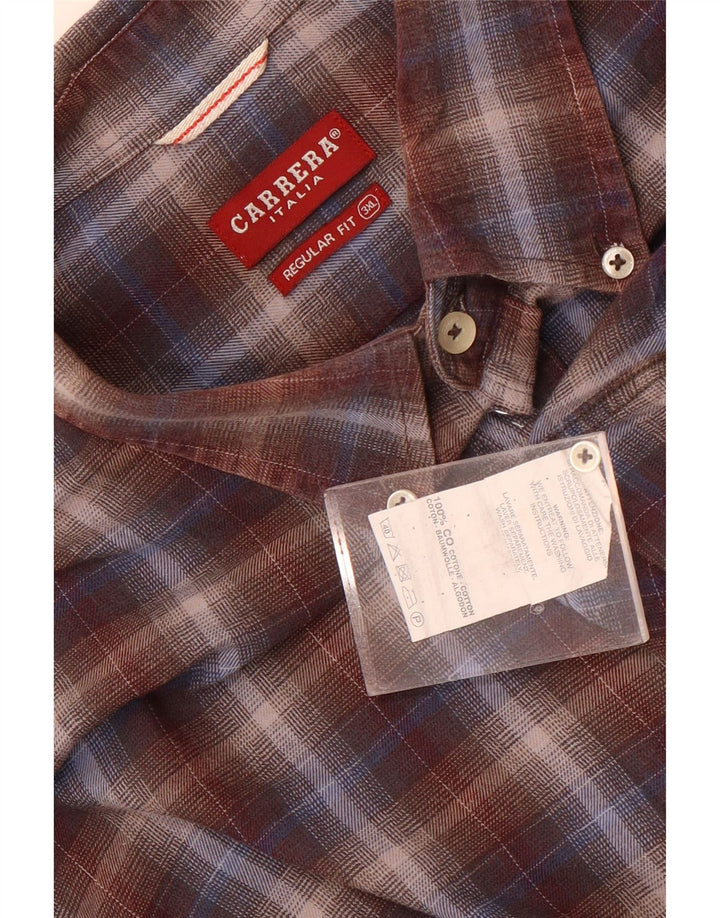 Carrera Herren-Flanellhemd mit normaler Passform, 3XL, braun kariert, Baumwolle