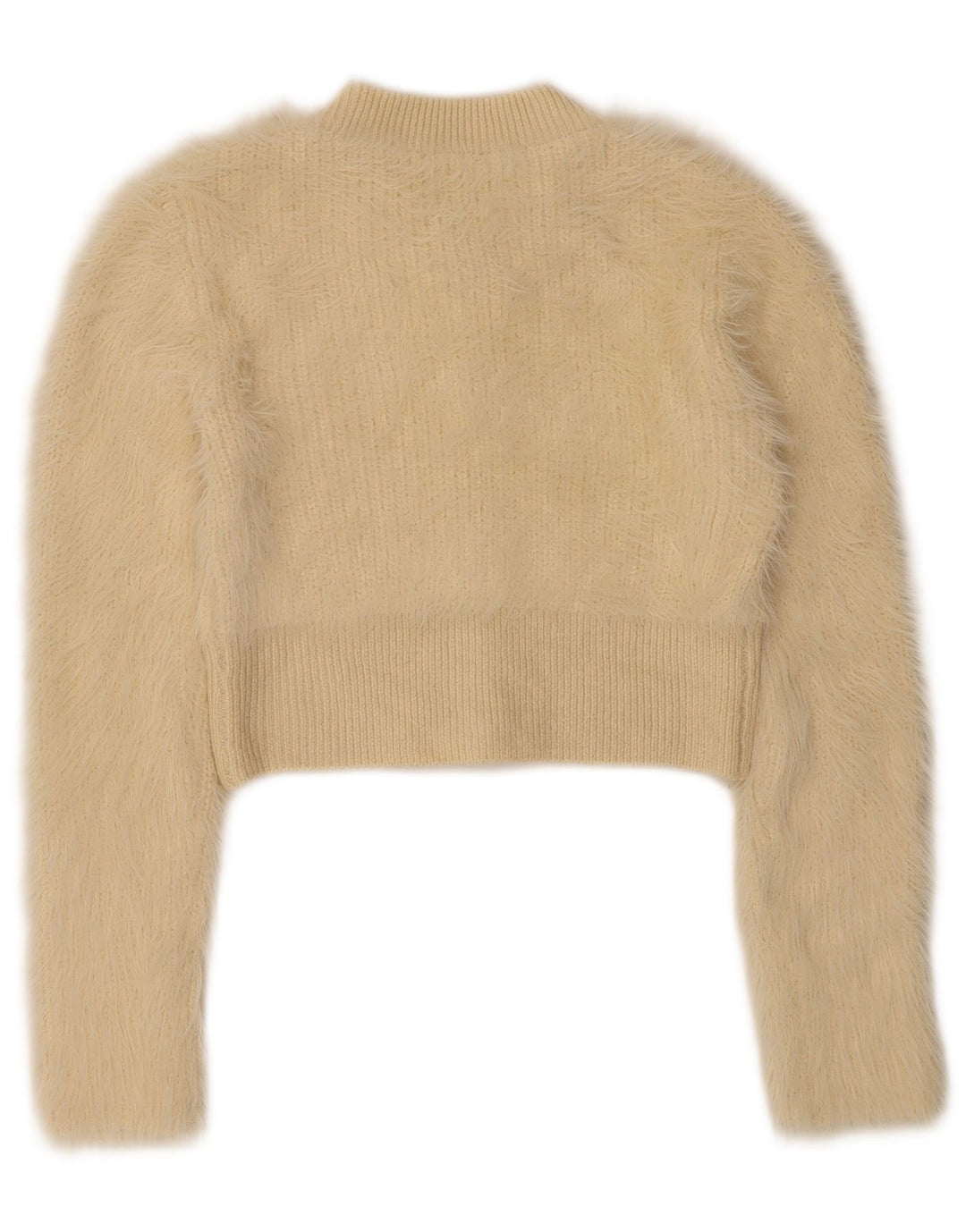 Zara Damen Crop Cardigan Pullover UK 8 Small Beige Polyester