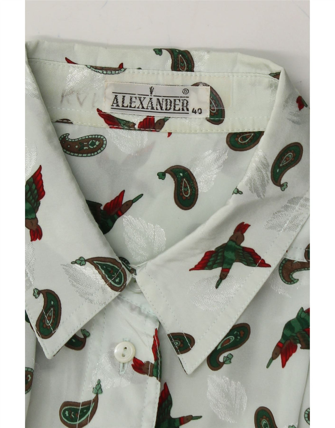 ALEXANDER Womens Oversized Shirt Blouse EU 40 Medium White Paisley Vintage Alexander and Second-Hand Alexander from Messina Hembry 