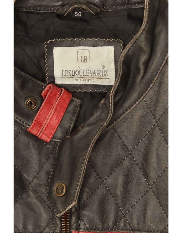 Les Boulevards Herren Moto Racer Lederjacke UK 40 Large Schwarz