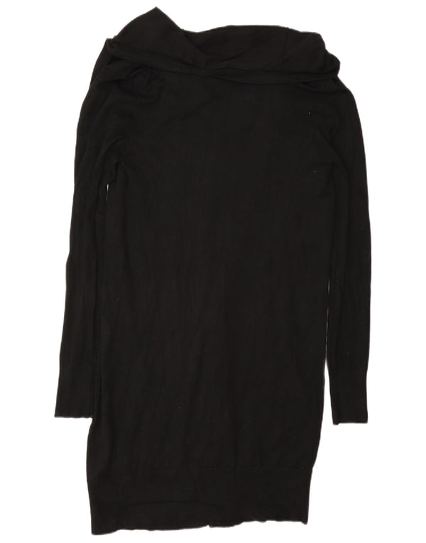 Zara Damen Longline Open Cardigan Pullover UK 12 Mittelschwarze Viskose