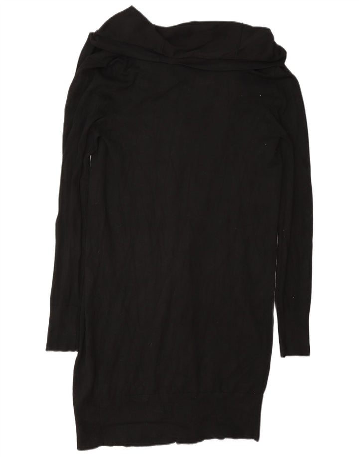 Zara Damen Longline Open Cardigan Pullover UK 12 Mittelschwarze Viskose
