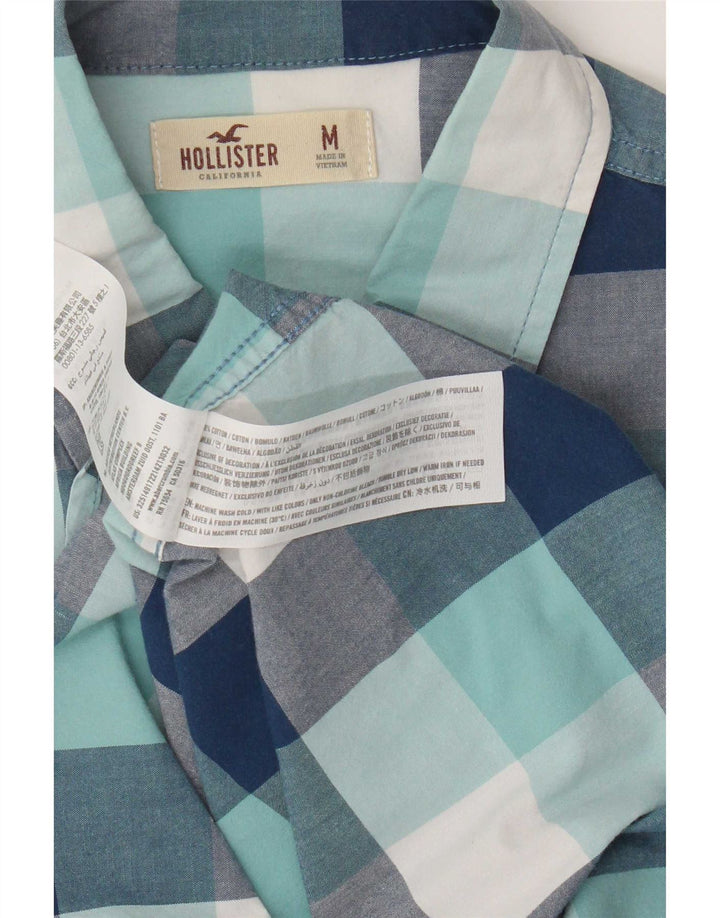 Hollister Herrenhemd aus mittelblau karierter Baumwolle