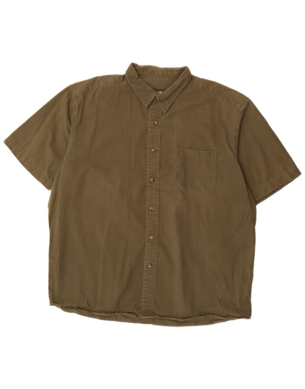 EDDIE BAUER Herren Kurzarmhemd XL Khaki Baumwolle