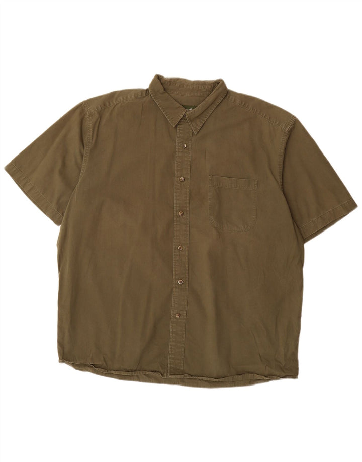 EDDIE BAUER Herren Kurzarmhemd XL Khaki Baumwolle