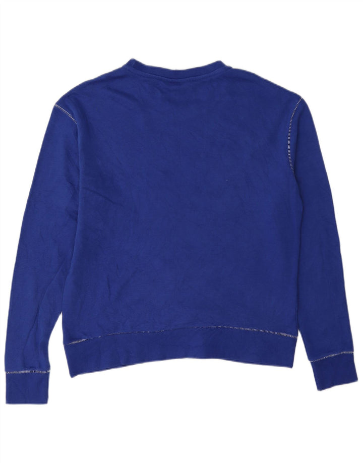 Champion Womens Graphic Oversized Sweatshirt Pullover UK 10 Small Blau Baumwolle
