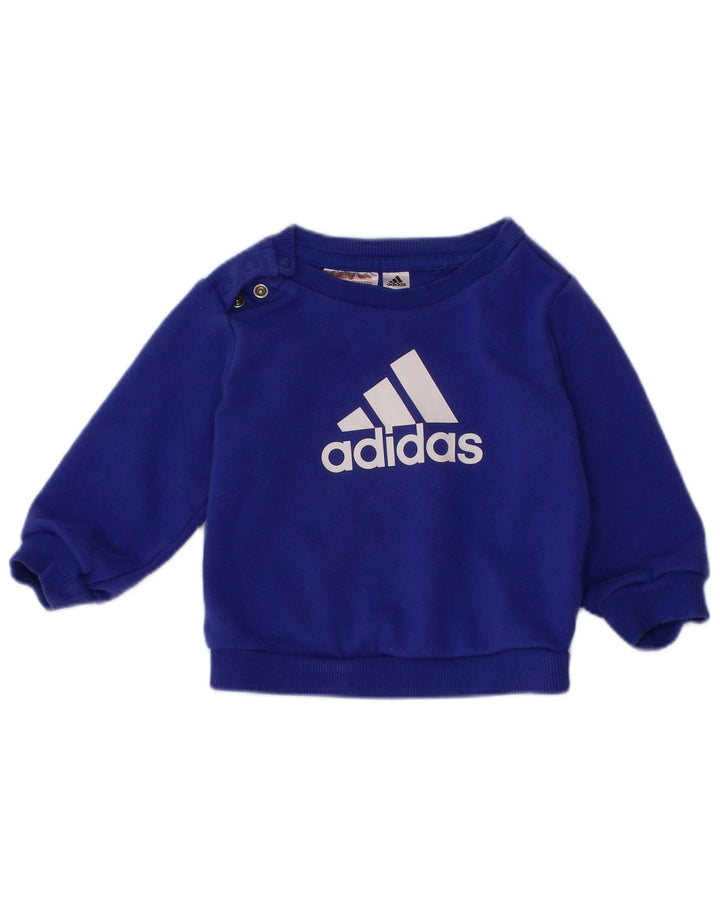 ADIDAS Baby-Jungen-Trainingsanzug mit Grafik, 3–6 Monate, blaue Baumwolle