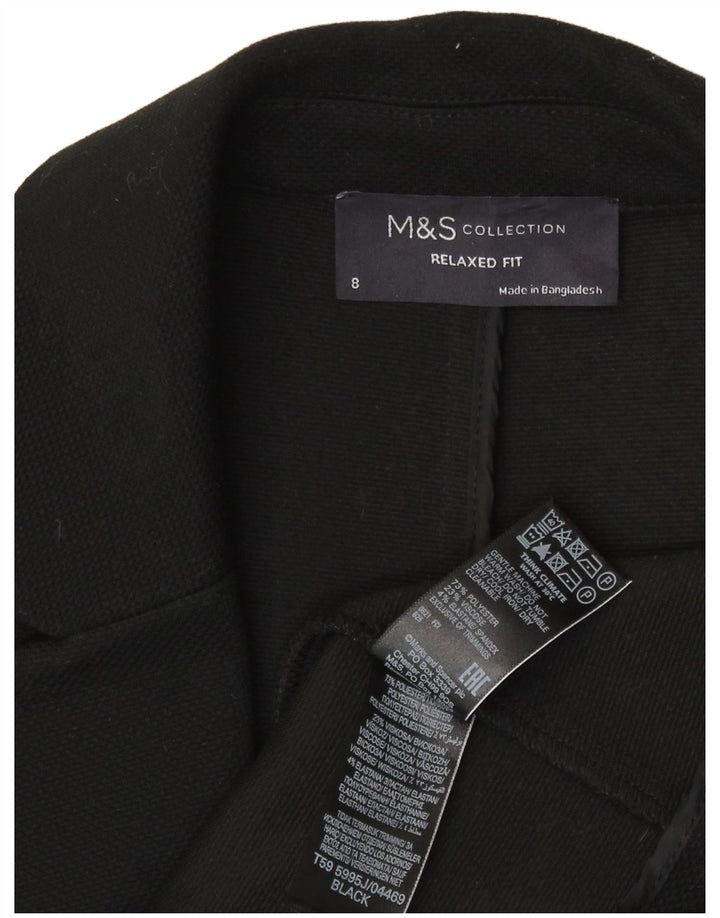 Marks & Spencer Womens Open Relaxed Fit Blazer Jacke UK 8 Small Schwarz