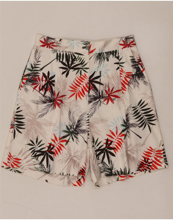 REISS Damen-Chinoshorts mit hoher Taille, UK 6, XS, W24, weiße Baumwolle mit Blumenmuster