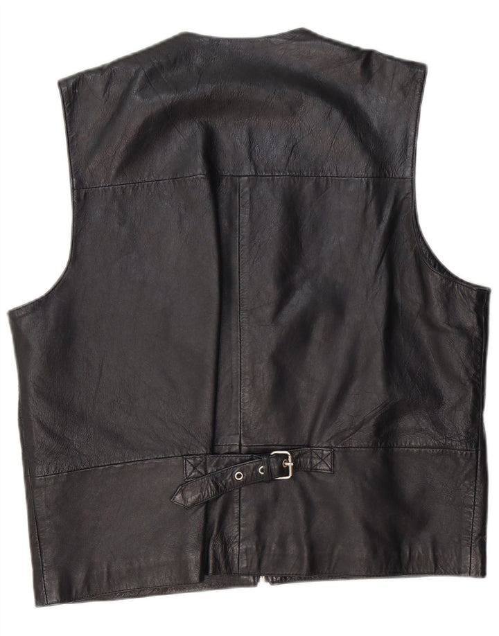 VINTAGE Herren Lederweste Mittelgroßes schwarzes Leder