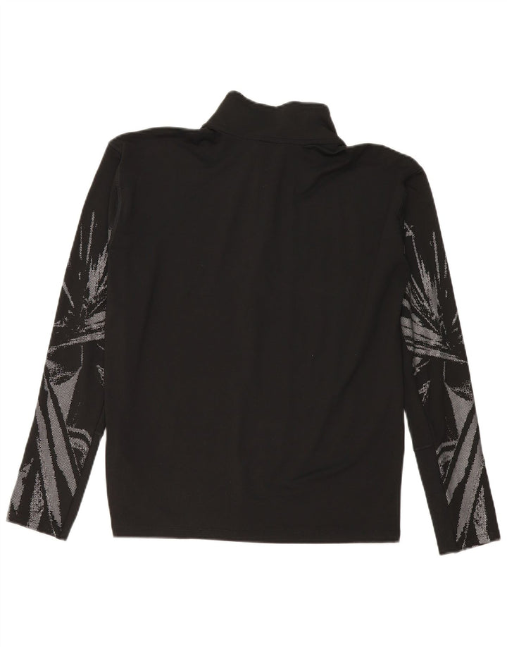 NIKE Mens Dri Fit Abstract Pattern Zip Neck Top Long Sleeve Small Black
