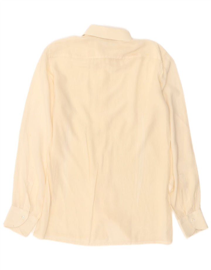 Pancaldi & B Herrenhemd Größe 39 15 1/2 Medium Off White Silk