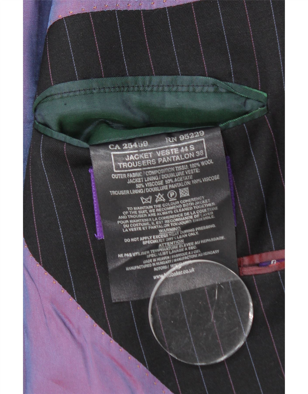 TED BAKER Herren-Blazer mit 2 Knöpfen, UK 44, 2XL, schwarze Nadelstreifenwolle