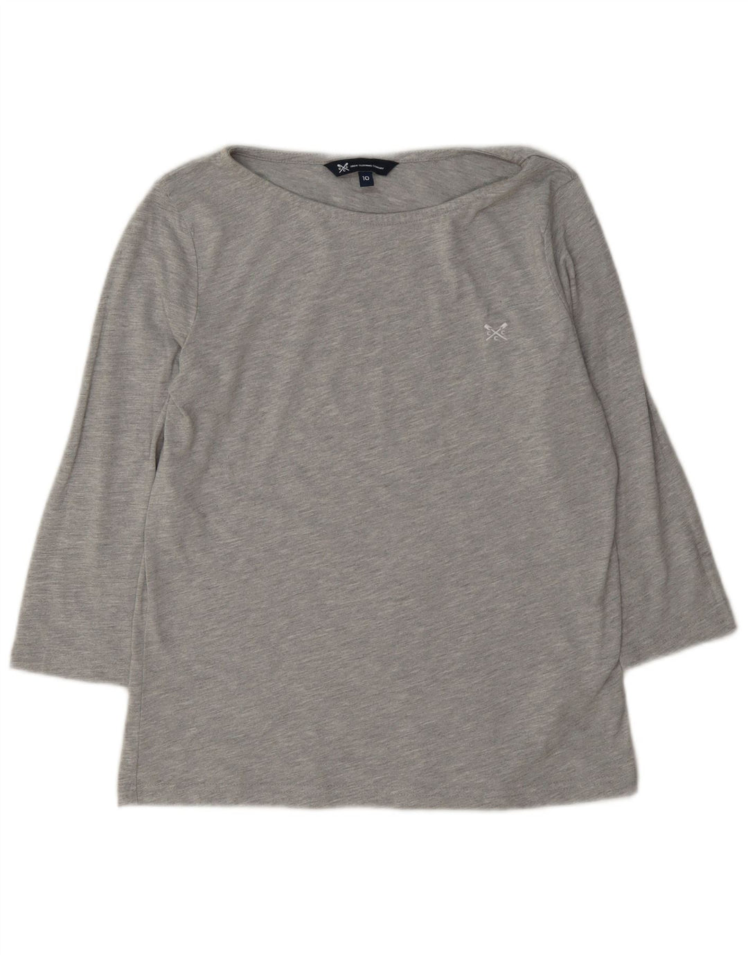 Crew Clothing Damen-Top, 3/4-Ärmel, UK-Größe 10, Größe S, Grau, Polyester