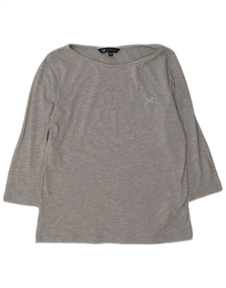 Crew Clothing Damen-Top, 3/4-Ärmel, UK-Größe 10, Größe S, Grau, Polyester