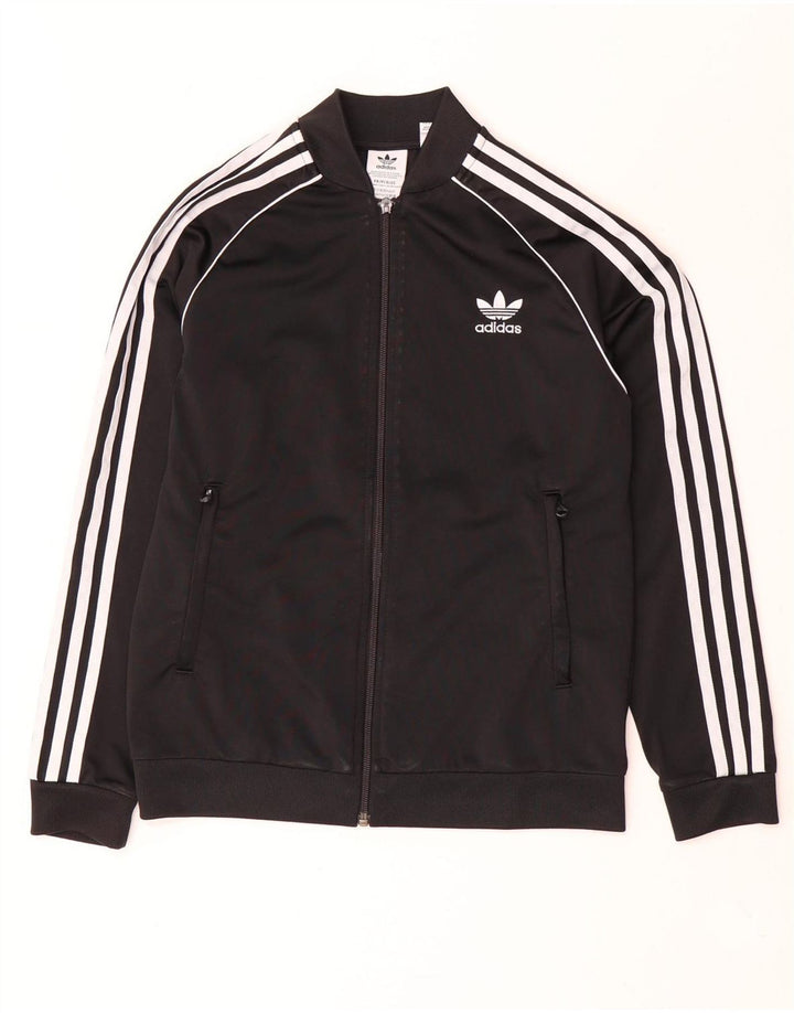 Adidas Jungen Trainingsanzug Top Jacke 12-13 Jahre Schwarzes Polyester