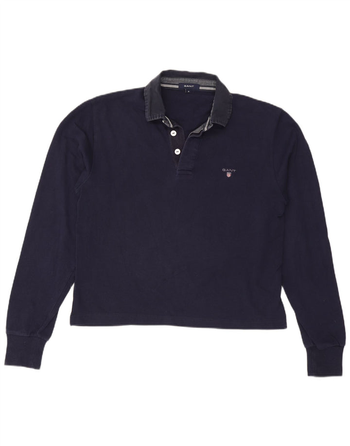 GANT Damen Übergroßes Langarm-Poloshirt UK 14 Medium Navy Blue