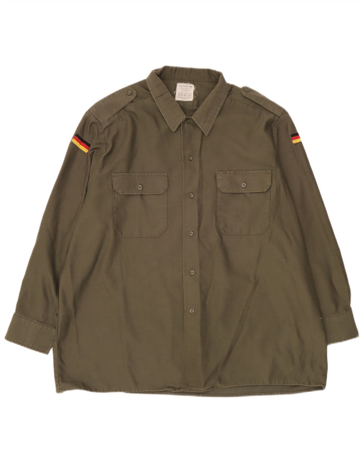 Vintage Herren Militärhemd 2XL Khaki Baumwolle