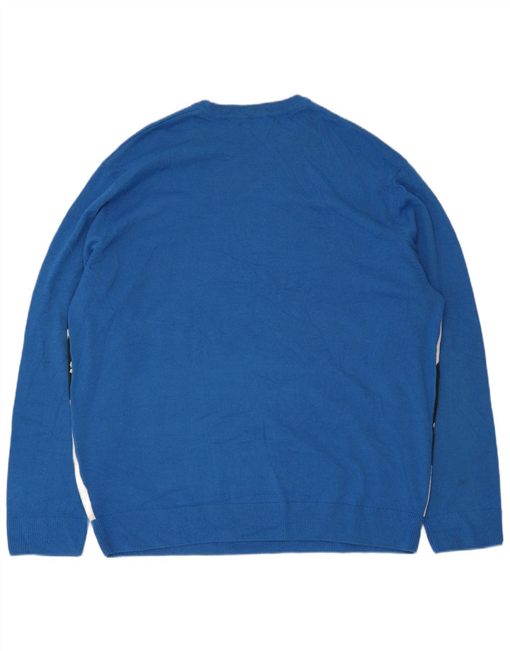 Marks & Spencer Herren-Pullover mit grafischem Rundhalsausschnitt, 2XL, Blau, Farbblock