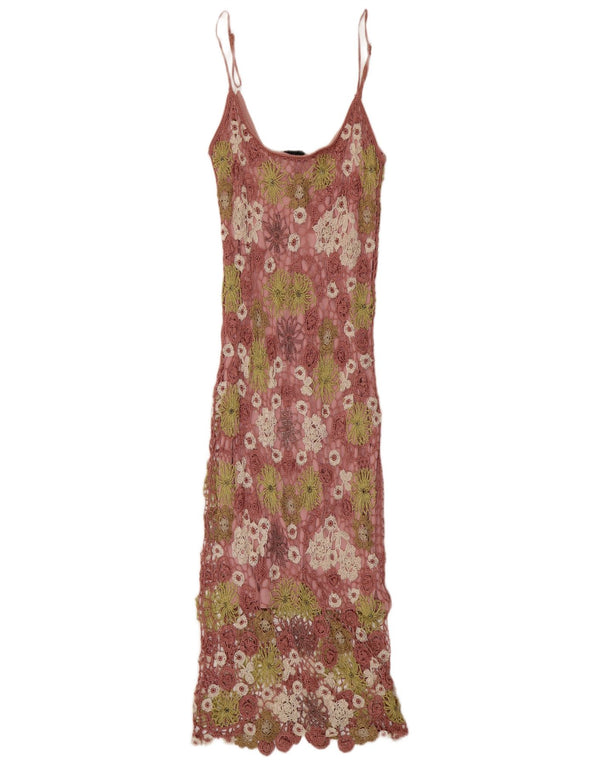 Claire Kennedy Damen Häkel-Maxikleid US 2 XS Rosa Blumen