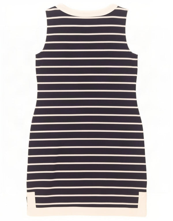 Nautica Damen Ärmelloses T-Shirt-Kleid UK 6 XS Marineblau gestreift aus Baumwolle