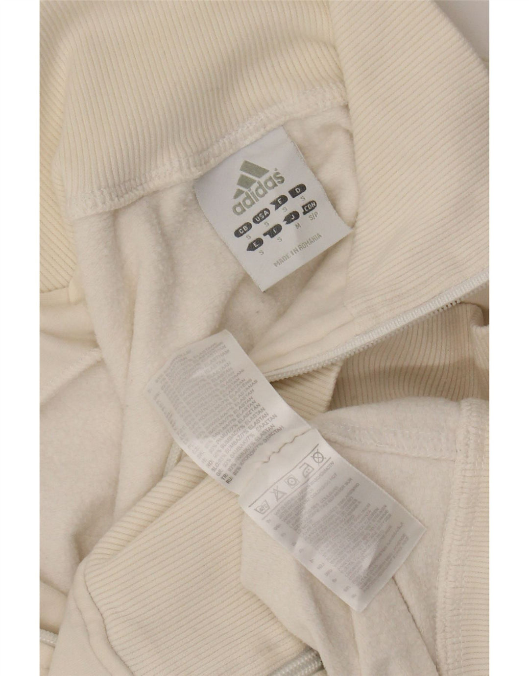 ADIDAS Damen Crop Trainingsanzug Top Jacke UK 10 Small Weiße Baumwolle