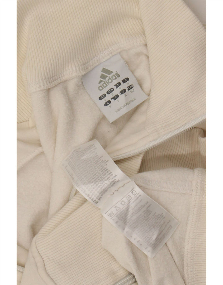 ADIDAS Damen Crop Trainingsanzug Top Jacke UK 10 Small Weiße Baumwolle