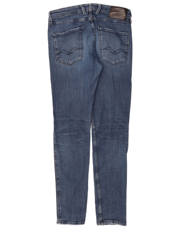 Replay Damen Anbass Slim Jeans W33 L32 Blaue Baumwolle