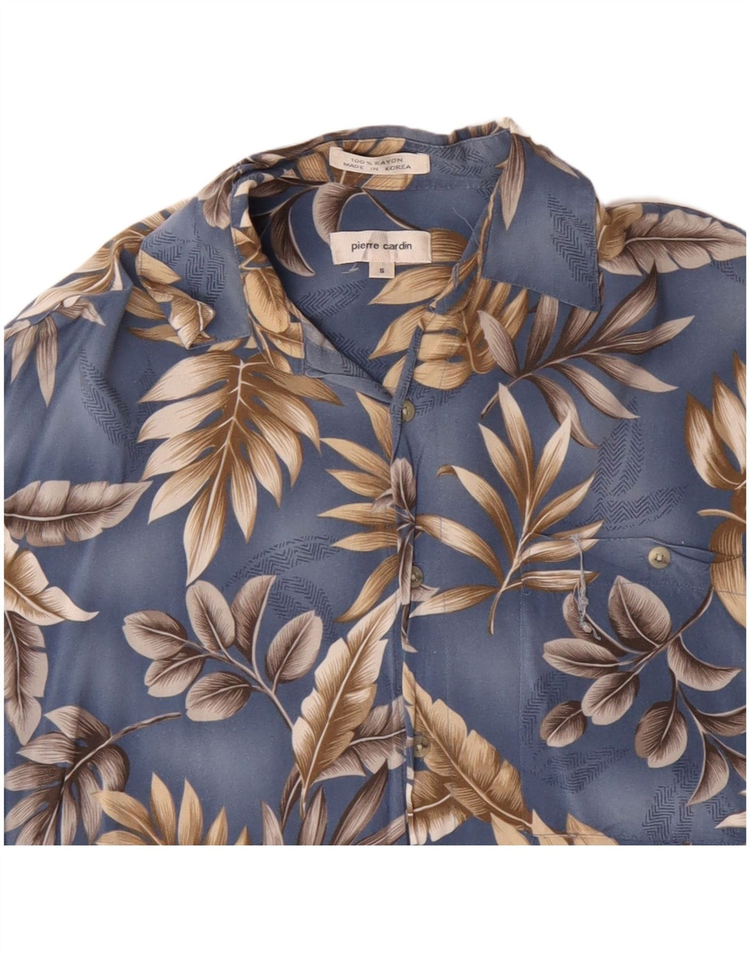 PIERRE CARDIN Herren Kurzarmhemd Small Blue Floral Rayon