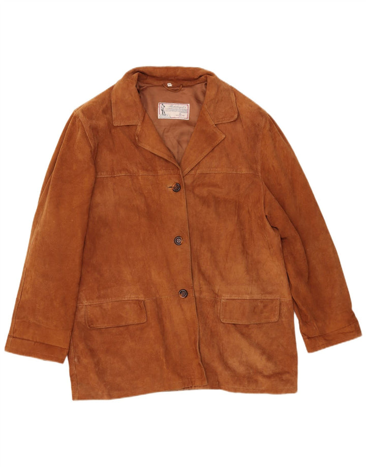 MICHELANGELO Damen Wildlederjacke IT 48 XL Braunes Leder