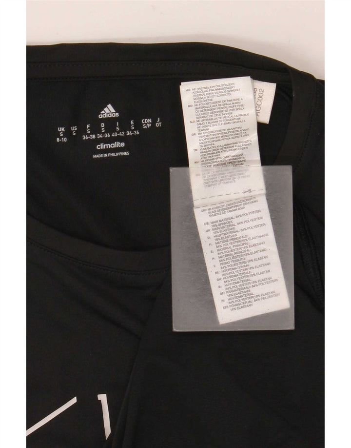 Adidas Damen Climalite Graphic T-Shirt Top UK 8/10 Small Schwarz Polyester